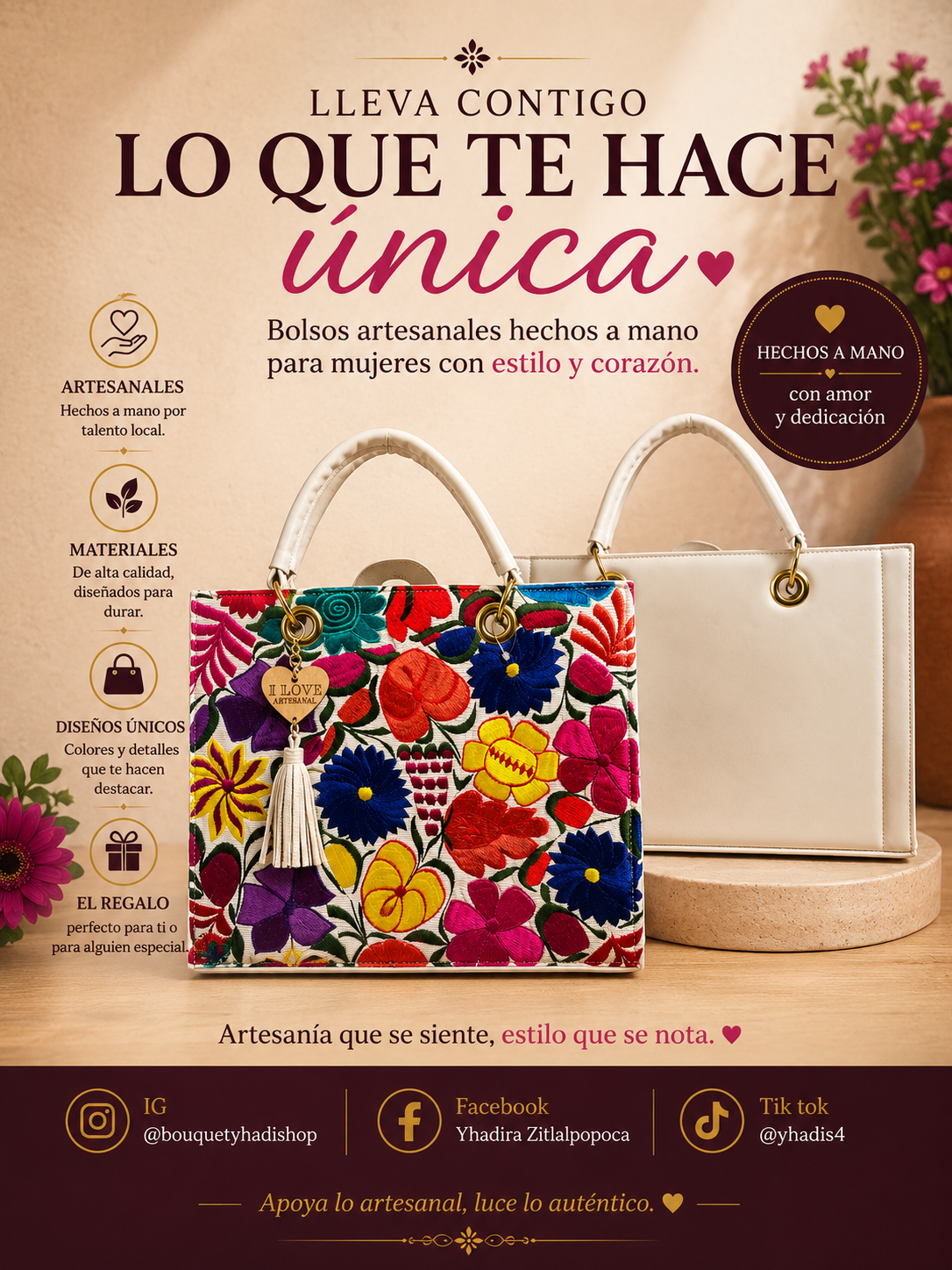 Bolsas de piel vegano y bordado