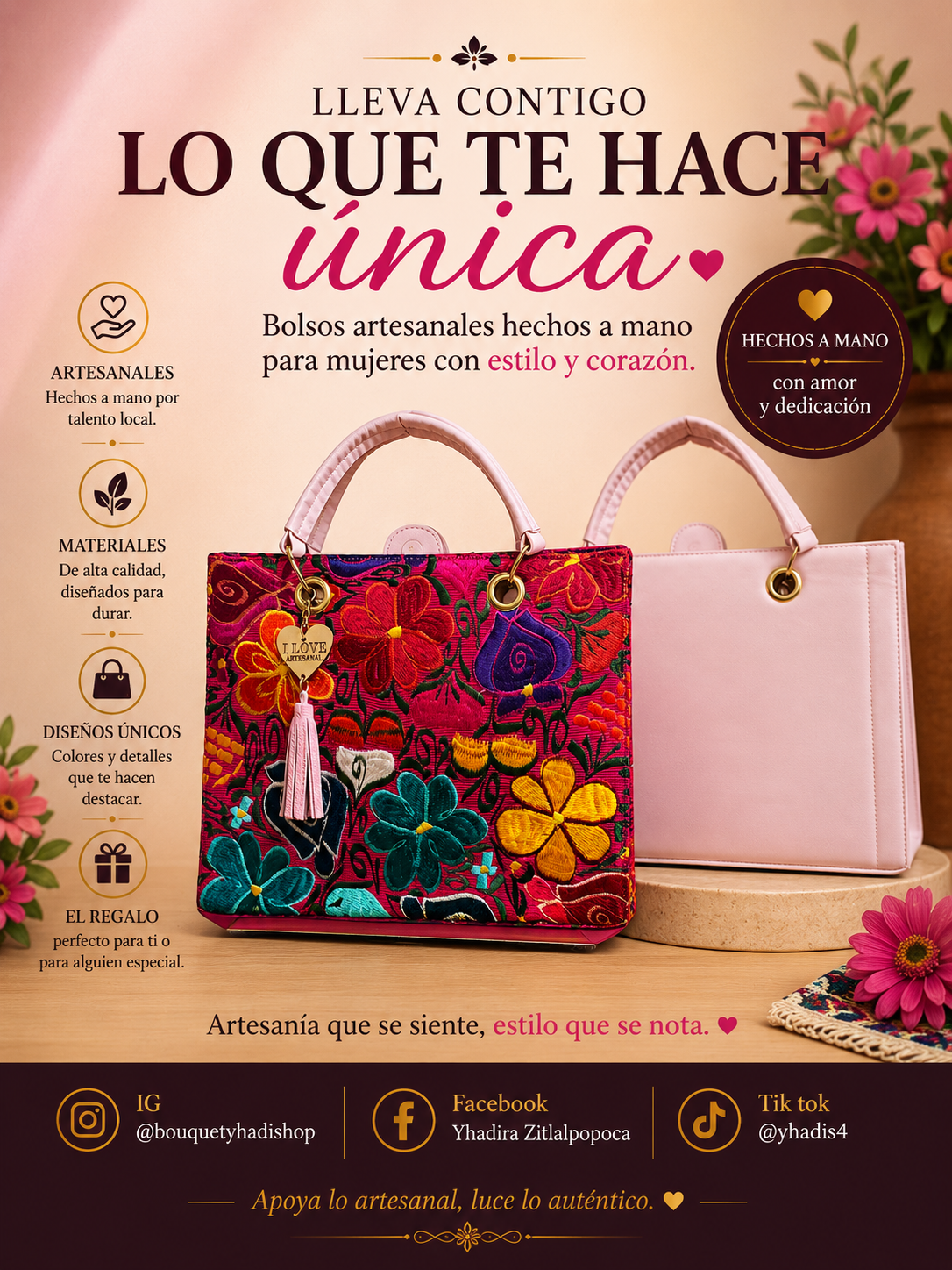 Bolsas de piel vegano y bordado
