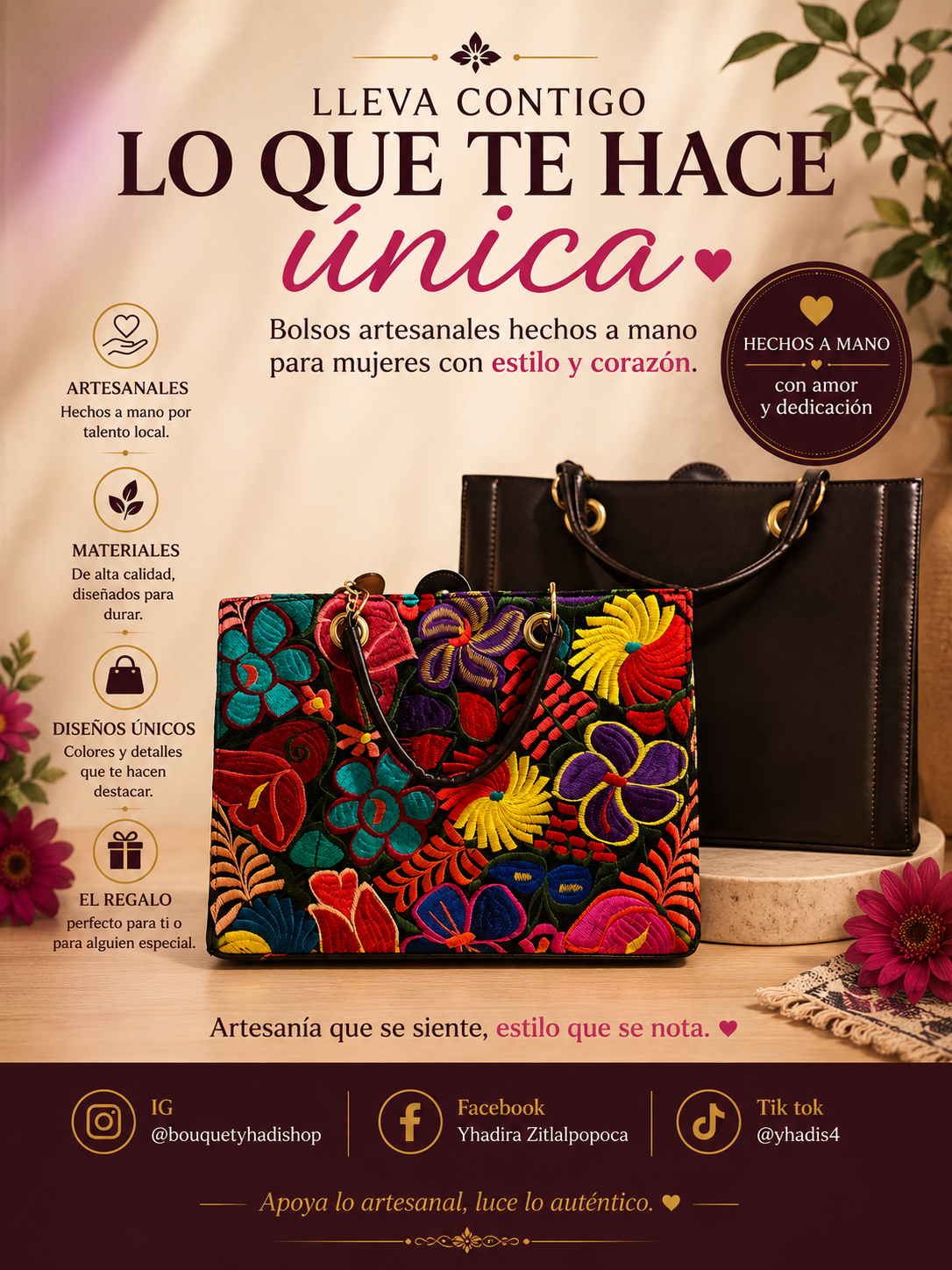 Bolsas de piel vegano y bordado