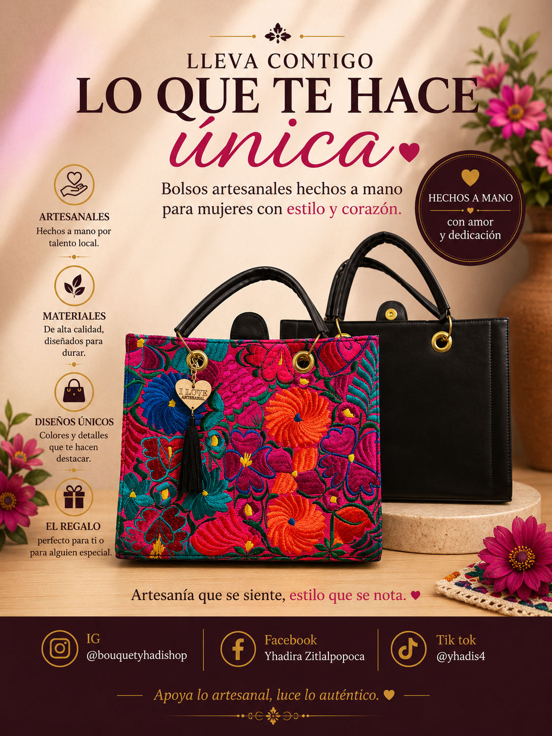 Bolsas de piel vegano y bordado