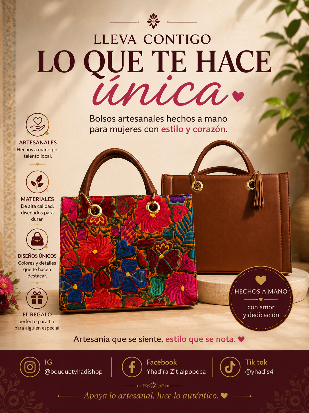 Bolsas de piel vegano y bordado